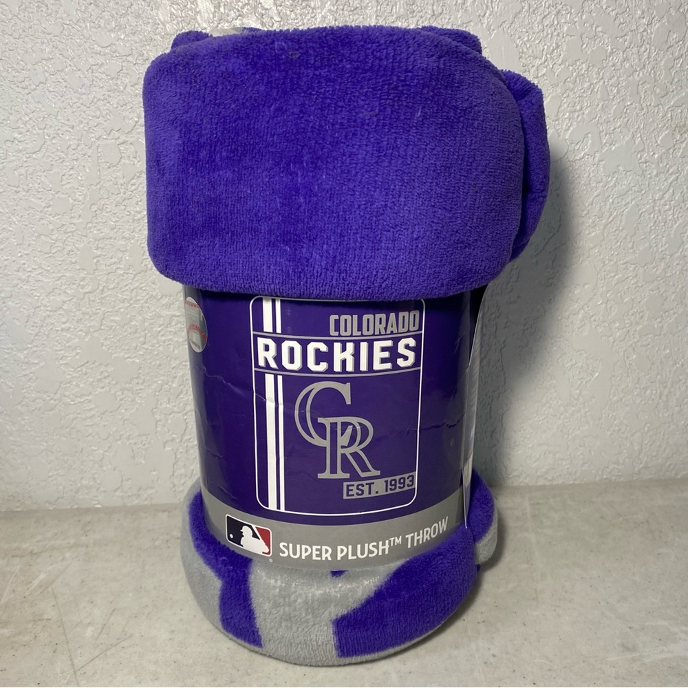 Colorado Rockies Super Plush Throw 46in X 60in Purple & Gray MLB Soft Blanket